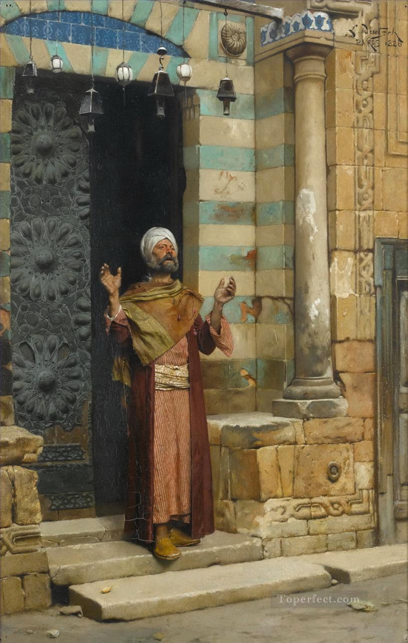 モスクの入り口にて ルートヴィヒ・ドイチュ・イスラム油絵